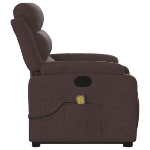 vidaXL Poltrona massagens reclinável elevatória tecido castanho-escuro vidaXL Poltrona massagens reclinável elevatória tecido castanho-escuro
