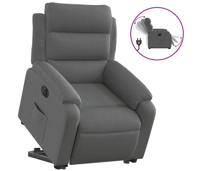 Vidaxl sillón eléctrico reclinable elevable de tela gris oscuro