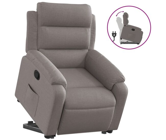 Vidaxl sillón reclinable elevable tela gris taupe
