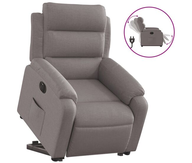 Vidaxl sillón eléctrico reclinable elevable de tela gris taupe