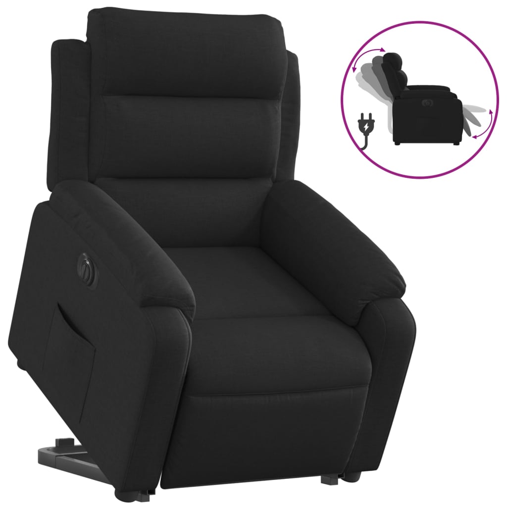 Vidaxl sillón eléctrico reclinable elevable de tela negro