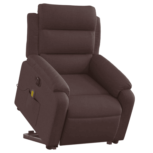 vidaXL Poltrona elétrica elevatória massagens tecido castanho-escuro vidaXL Poltrona elétrica elevatória massagens tecido castanho-escuro