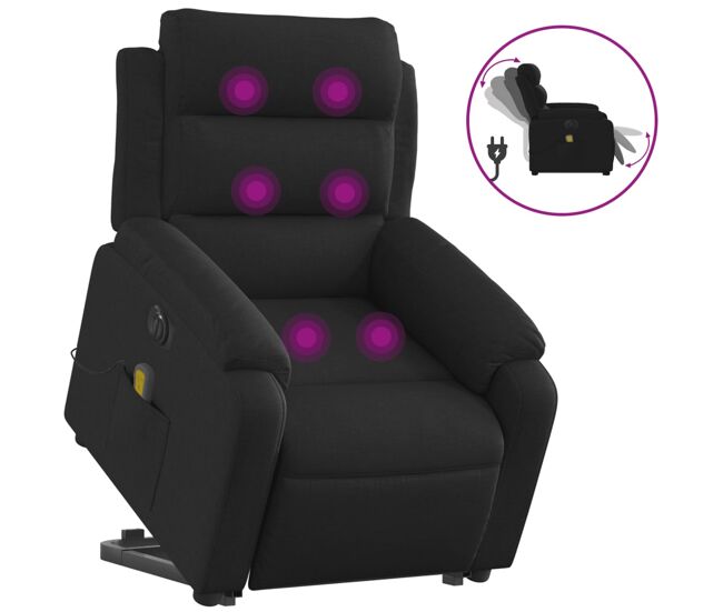 Vidaxl sillón de masaje eléctrico reclinable elevable tela negro