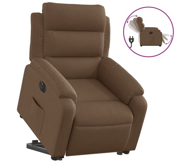 Vidaxl sillón eléctrico reclinable elevable de tela marrón