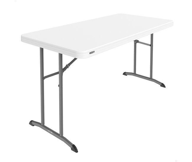 Lifetime mesa patas abatibles rectangular 152x76 cm blanca