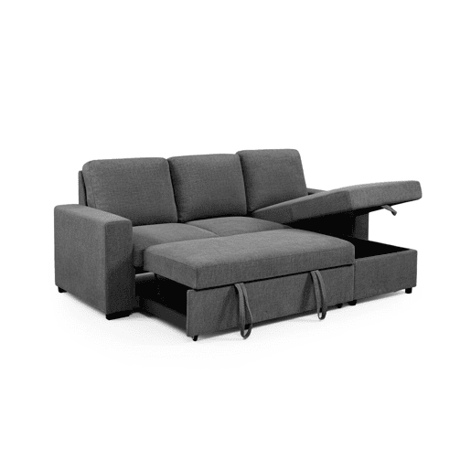 Sofá-cama Luke Chaise Longue 234cm Cinza Escuro Sofá-cama Luke Chaise Longue 234cm Cinza Escuro