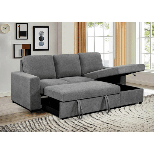 Sofá-cama Luke Chaise Longue 234cm Cinza Escuro Sofá-cama Luke Chaise Longue 234cm Cinza Escuro