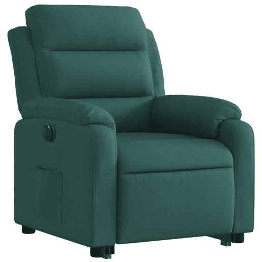 vidaXL Poltrona reclinável elevatória elétrica tecido verde-escuro vidaXL Poltrona reclinável elevatória elétrica tecido verde-escuro