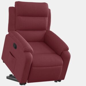 vidaXL Poltrona reclinável elevatória tecido vermelho tinto