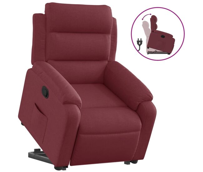Vidaxl sillón reclinable elevable tela rojo tinto