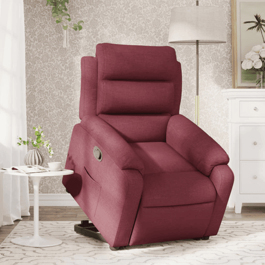vidaXL Poltrona reclinável elevatória tecido vermelho tinto vidaXL Poltrona reclinável elevatória tecido vermelho tinto