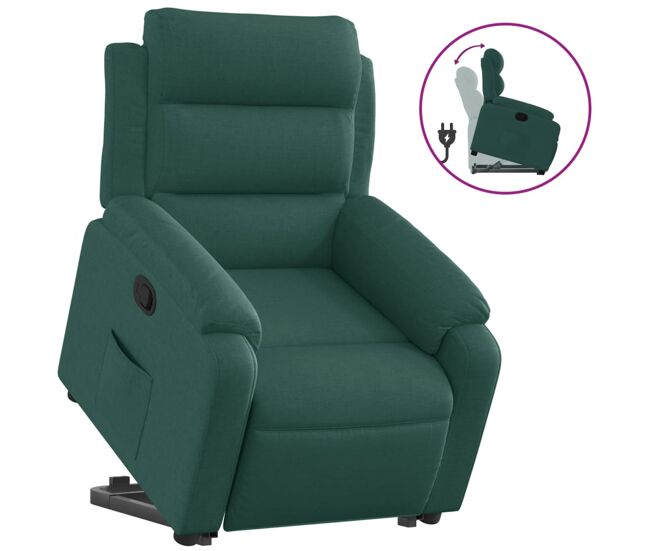 Vidaxl sillón reclinable elevable tela verde oscuro