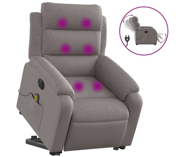 Vidaxl sillón de masaje eléctrico reclinable elevable tela taupé