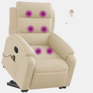 vidaXL Poltrona elétrica elevatória massagens tecido creme