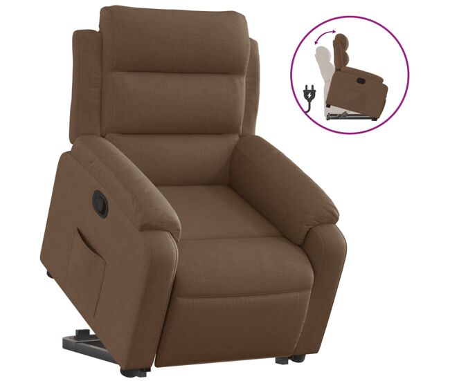 Vidaxl sillón reclinable elevable de tela marrón