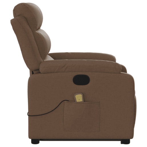 vidaXL Poltrona reclinável massagens tecido castanho