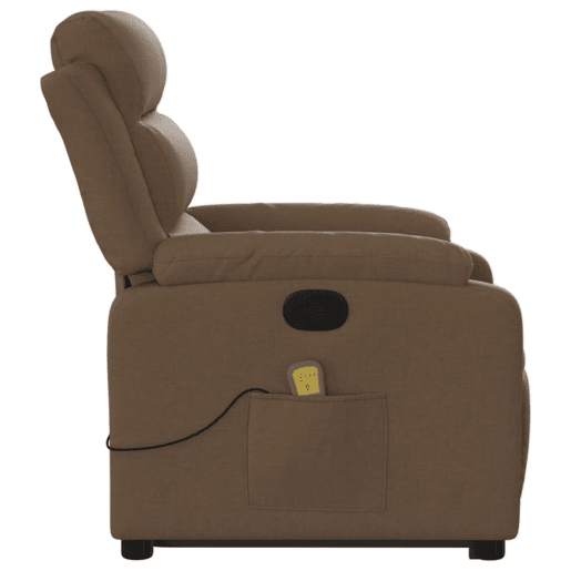 vidaXL Poltrona reclinável massagens tecido castanho