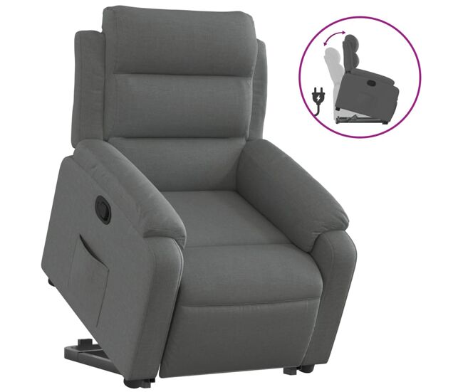 Vidaxl sillón reclinable elevable de tela gris oscuro