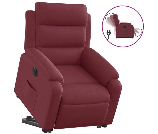 Vidaxl sillón eléctrico reclinable elevable de tela rojo tinto