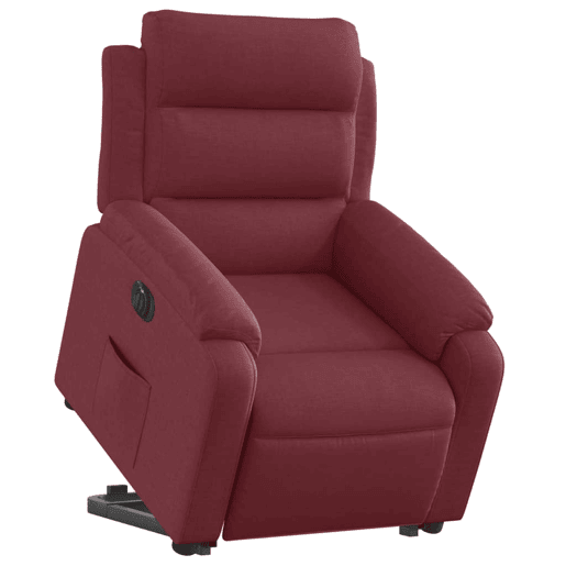 vidaXL Poltrona reclinável elevatória elétrica tecido vermelho-tinto vidaXL Poltrona reclinável elevatória elétrica tecido vermelho-tinto