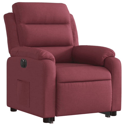 vidaXL Poltrona reclinável elevatória elétrica tecido vermelho-tinto vidaXL Poltrona reclinável elevatória elétrica tecido vermelho-tinto