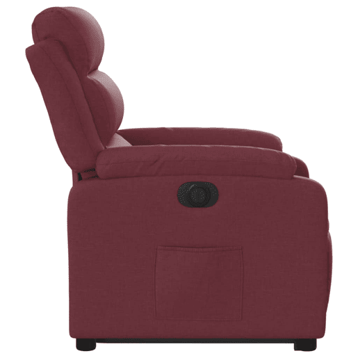 vidaXL Poltrona reclinável elevatória elétrica tecido vermelho-tinto vidaXL Poltrona reclinável elevatória elétrica tecido vermelho-tinto