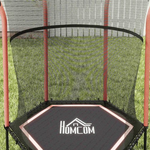 HOMCOM Trampolim para Crianças acima de 3 Anos Cama Elástica Infantil com Rede de Segurança e Estrutura de Aço para Interiores e Exteriores Carga 50kg Ø163,5x190 cm Rosa