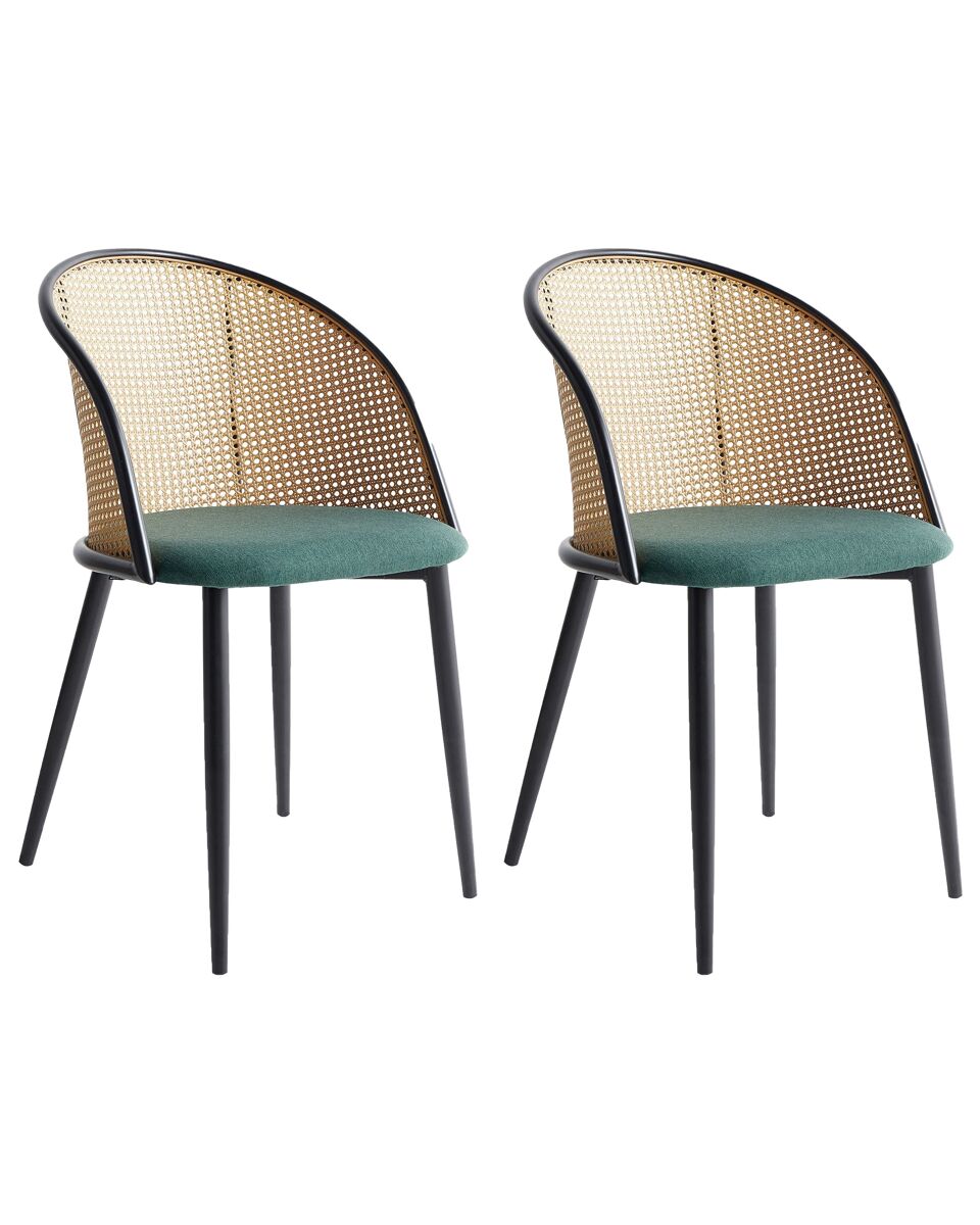 Beliani Silla de comedor CORNELL Negro/ Verde
