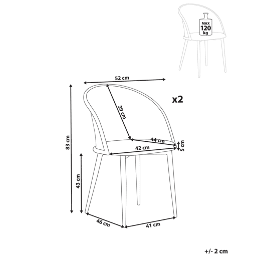 Conjunto de 2 cadeiras de jantar CORNELL Metal Verde Conjunto de 2 cadeiras de jantar CORNELL Metal Verde