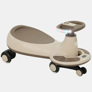 AIYAPLAY Carrinho Gira Gira para Crianças acima de 2 Anos Carrinho Wiggle com Guiador para Pais Música Luz e Espaço de Arrumação 69x31x69 cm Cáqui