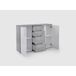 Comoda Aparador Joana 2 Puertas y 4 Cajones 120 Comoda Aparador Joana 2 Puertas y 4 Cajones 120 Blanco/ Gris
