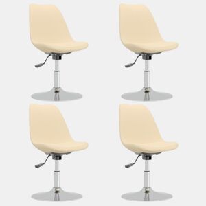 vidaXL Cadeiras de jantar giratórias 4 pcs tecido cor creme