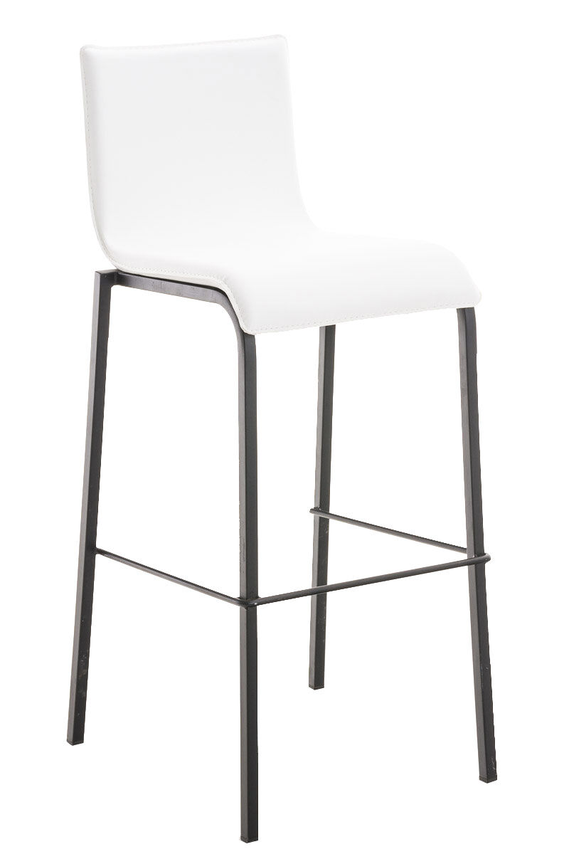 Taburete avola con base de metal negro simil cuero blanco 51x43x103 cm