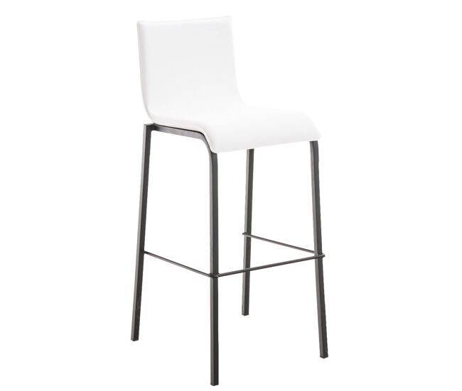 Taburete avola con base de metal negro simil cuero blanco 51x43x103 cm