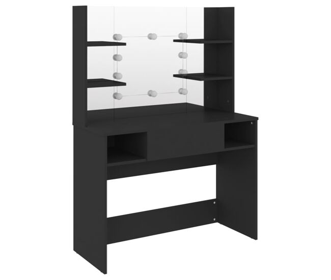 Vidaxl tocador de maquillaje con luces led mdf negro 100x40x135 cm