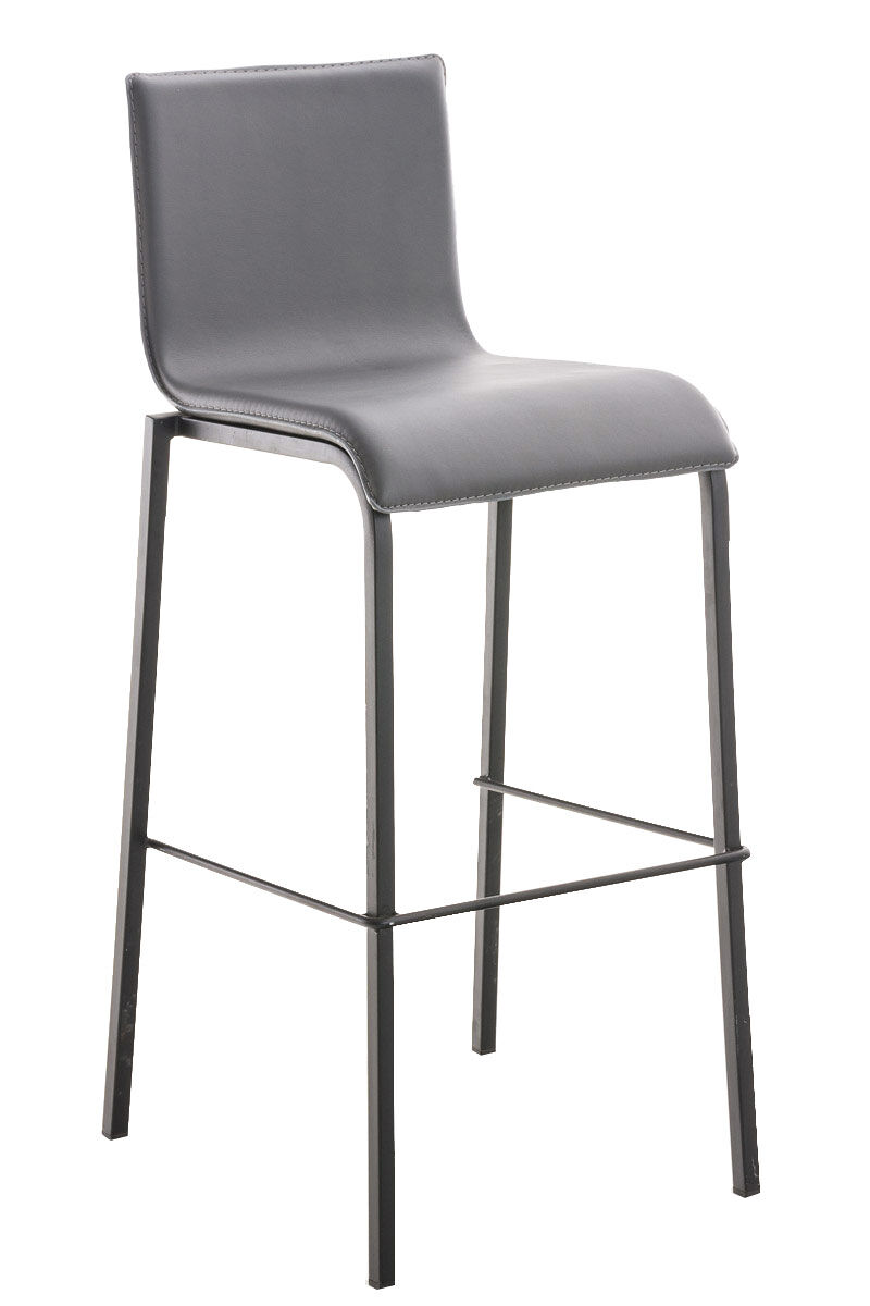 Taburete avola con base de metal negro simil cuero gris 51x43x103 cm
