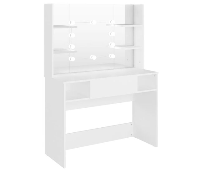 Vidaxl tocador de maquillaje con luces led mdf blanco 100x40x135 cm