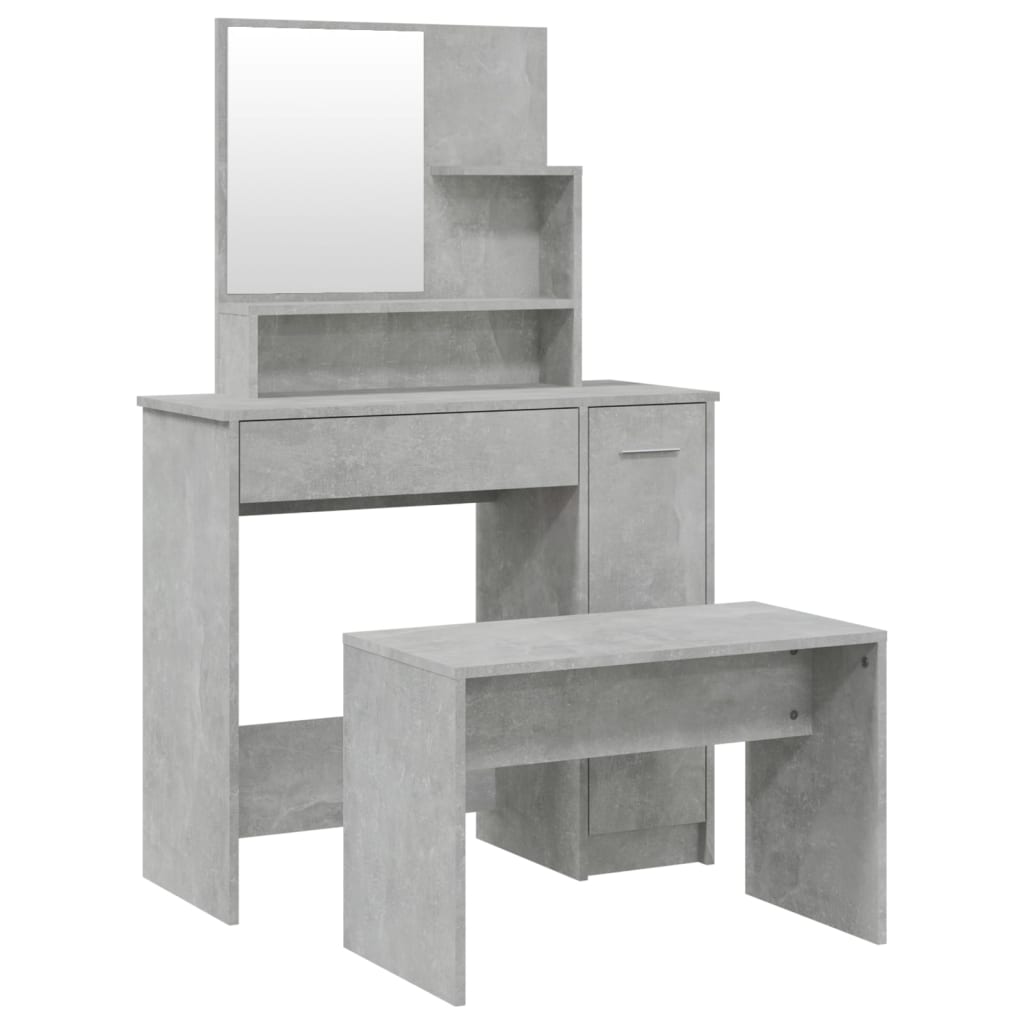 Vidaxl juego de tocador color gris hormigón 86,5x35x136 cm