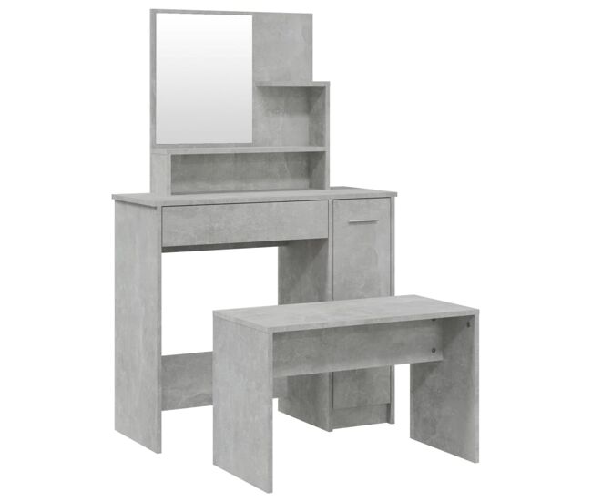 Vidaxl juego de tocador color gris hormigón 86,5x35x136 cm