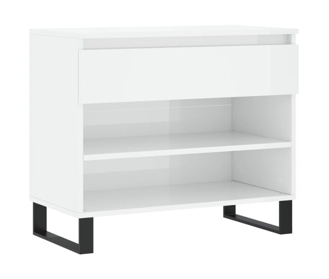Vidaxl mueble zapatero madera contrachapada blanco brillo 70x36x60 cm