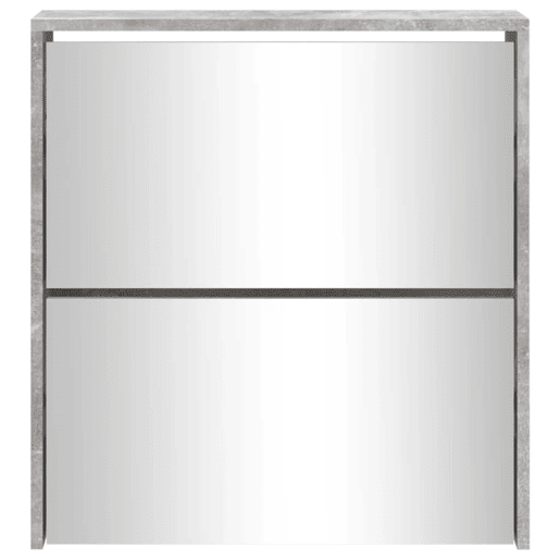 vidaXL Sapateira c espelho 2 divisórias 63x17x67 cm cinza cimento