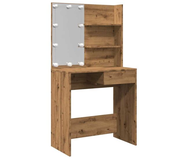 Vidaxl tocador con luces led roble artisan 74,5x40x141 cm