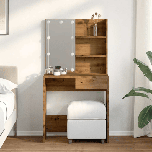 vidaXL Toucador com luzes LED 74,5x40x141 cm cor carvalho artisiano