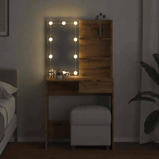 vidaXL Toucador com luzes LED 74,5x40x141 cm cor carvalho artisiano