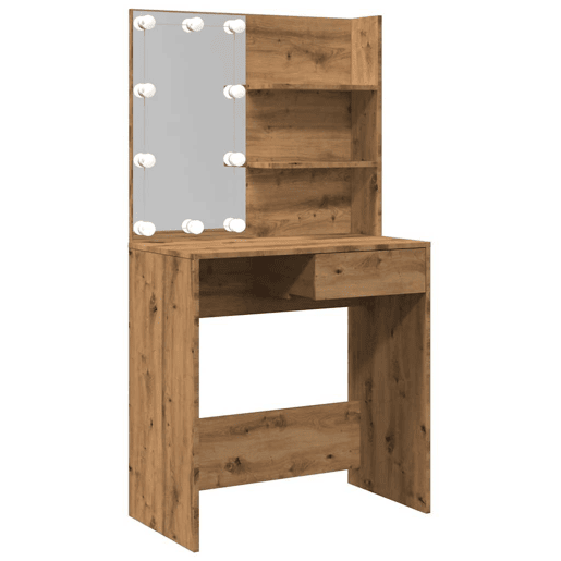vidaXL Toucador com luzes LED 74,5x40x141 cm cor carvalho artisiano