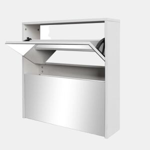vidaXL Sapateira de 2 divisórias com espelho 63x17x67cm branco