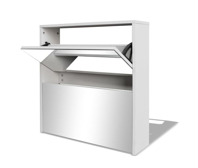 Vidaxl mueble zapatero 2 niveles y espejo blanco 63x17x67 cm