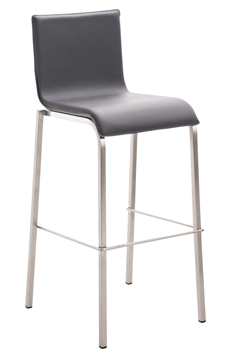 Taburete avola con base de acero inoxidable simil cuero gris 51x43x103 cm