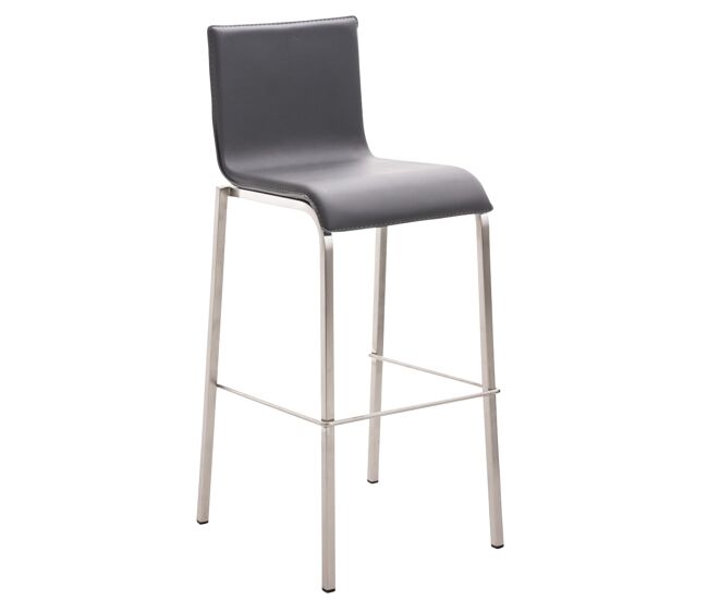 Taburete avola con base de acero inoxidable simil cuero gris 51x43x103 cm