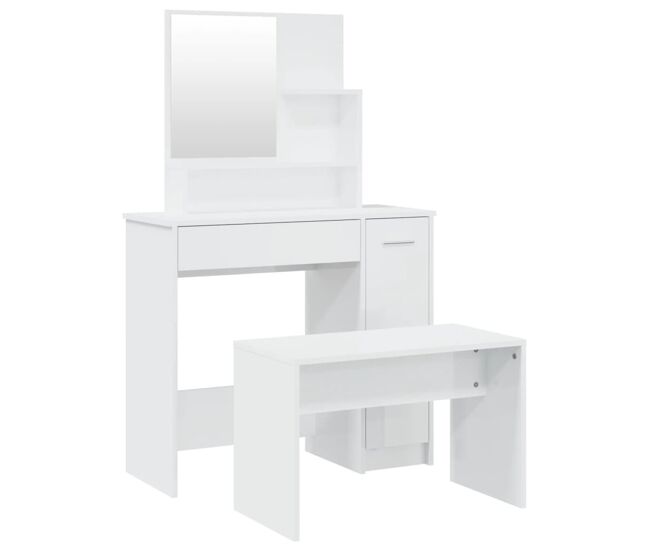 Vidaxl juego de tocador blanco brillante 86,5x35x136 cm